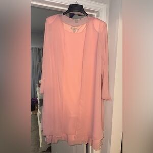 Woman Within Pink Midi Dress with Sheer Overlay